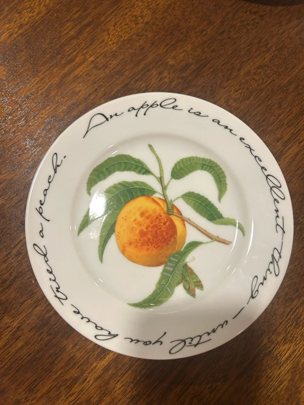 Williams Sonoma White Dessert Plates with Multicolor Fruit Illustrations